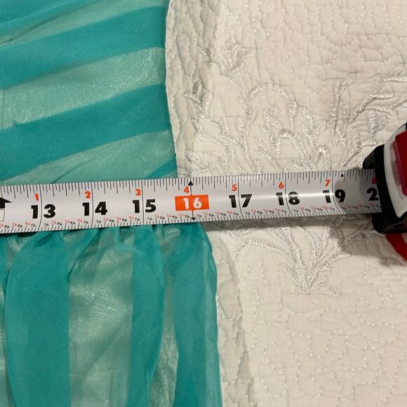 NWT Vilavi Dress Evening Gown Women Sz 12 Formal Chiffon Aqua Blue Asymmetrical - Picture 11 of 15